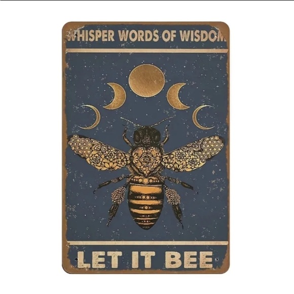 NWT Let It Bee Metal Tin Vintage Inspired 7.9” x 11.9” Weatherproof Decor Sign - Picture 1 of 6